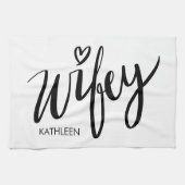 Wifey kitchen towel gift with personalized name キッチンタオル (横)