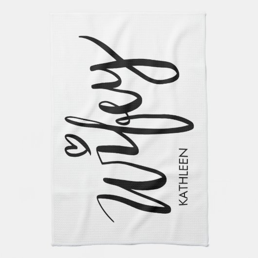 Wifey kitchen towel gift with personalized name キッチンタオル (縦)