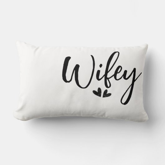 Wifey, minimalist wedding pillow  ランバークッション (正面)