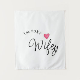 Wifey red heart est. Year future wife valentine's  タペストリー