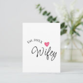 Wifey red heart est. Year future wife valentine's  ポストカード (スタンド正面)