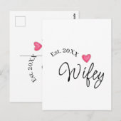 Wifey red heart est. Year future wife valentine's  ポストカード (正面/裏面)