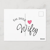 Wifey red heart est. Year future wife valentine's  ポストカード (裏面)