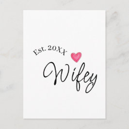 Wifey red heart est. Year future wife valentine's  ポストカード
