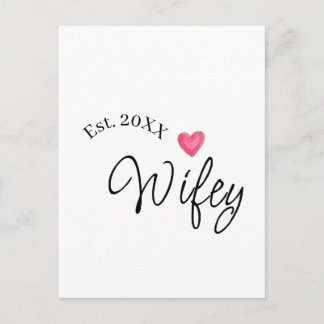 Wifey red heart est. Year future wife valentine's  ポストカード