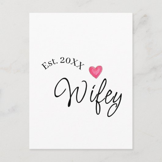 Wifey red heart est. Year future wife valentine's  ポストカード (正面)