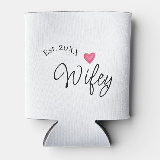 Wifey red heart est. Year future wife valentine's  缶クーラー (正面)