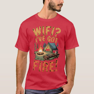 WiFiあります 薪ストーブ ブッシュクラフト キャンプ ライフ 友達 Tシャツ