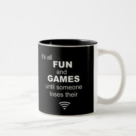 WiFiおもしろいインターネットを失う – 黒 ツートーンマグカップ