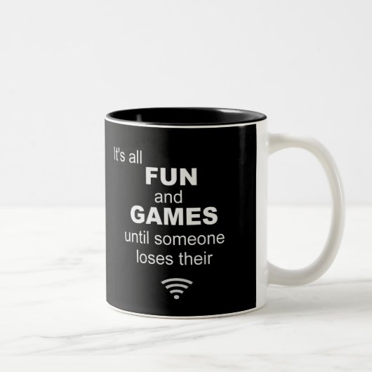 WiFiおもしろいインターネットを失う – 黒 ツートーンマグカップ (右)