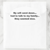 Wifiがダウンした 楕円形シール (バッグ)