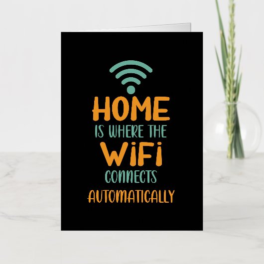 Wifiが自動的に接続するホーム 箔グリーティングカード (正面)