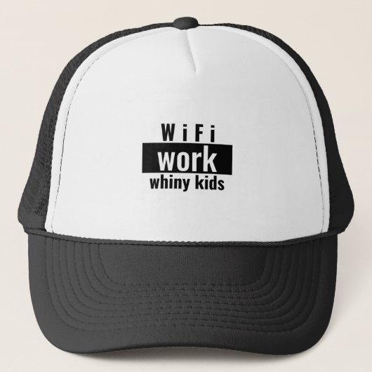 WiFiで仕事 ぐずる子供たち ワーキングママTシャツ キャップ (正面)