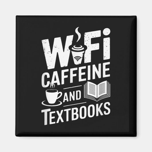 Wifiとカフェインと教科書 マグネット (正面)