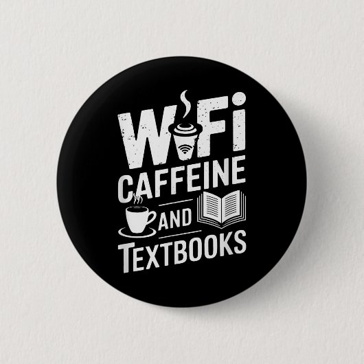 Wifiとカフェインと教科書 缶バッジ (正面)