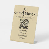 WIFIへようこそQRコード |お願い楽しむWifi 台座サイン (正面)