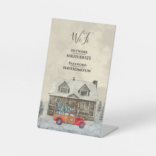 WiFiインターネットパスワードキャビ素朴ンゲスト 台座サイン (正面)