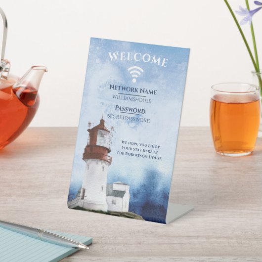 WiFiインターネットパスワードビーチレンタルライトハウス 台座サイン (インサイチュ)