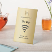Wifiインターネットビジネスロゴ金ゴールド 台座サイン (インサイチュ)