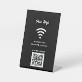 Wifiインターネットqrコードスキャンで黒に接続 台座サイン (正面)