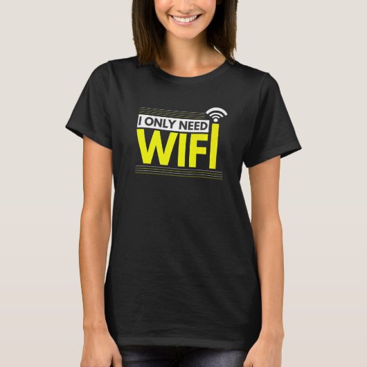 WifiゲーマーコンピュータおたくPcビデオゲームのみ Tシャツ (正面)