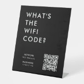 WiFiコードとは |ネットワークパスワードブラックQR 台座サイン (正面)