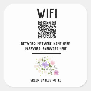 WiFiコードとQRコードおよびフローラデザイン スクエアシール