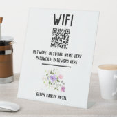 WiFiコードとQRコードおよびフローラデザイン 台座サイン (インサイチュ)