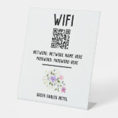 WiFiコードとQRコードおよびフローラデザイン 台座サイン (正面)