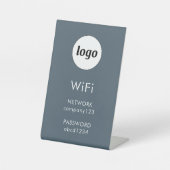 WiFiコードロゴビジネスインターネットチャコールグレー 台座サイン (正面)