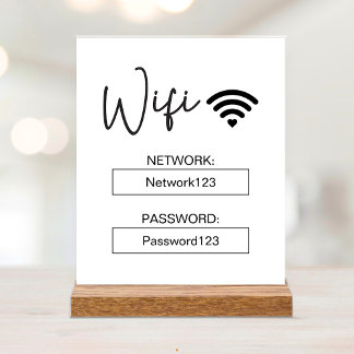 Wifiサイン Wifiパスワード 白いアクリルテーブルサイン アクリルサイン