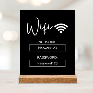 Wifiサイン Wifiパスワード 黒 アクリル テーブルサイン アクリルサイン