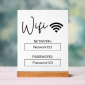 WifiサインWifiパスワードホワイトアクリルテーブル記号 アクリルサイン (ニュートラル)