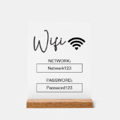 WifiサインWifiパスワードホワイトアクリルテーブル記号 アクリルサイン (正面)
