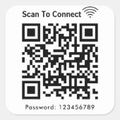 Wifiスキャンでパスワードを接続するQrコードホワイト スクエアシール (正面)