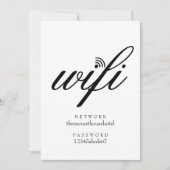 Wifiネットワークおよびパスワード署名ゲストカード 招待状 (正面)