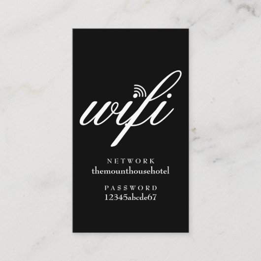 Wifiネットワークとパスワードのゲストカード 名刺 (正面)