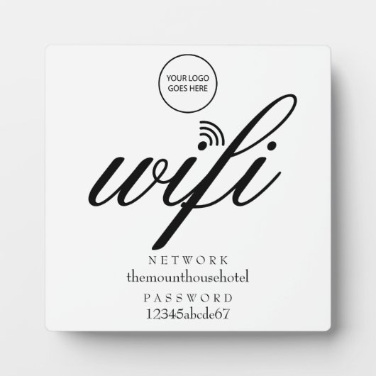 WiFiネットワークとパスワードのロゴサイン フォトプラーク (正面)