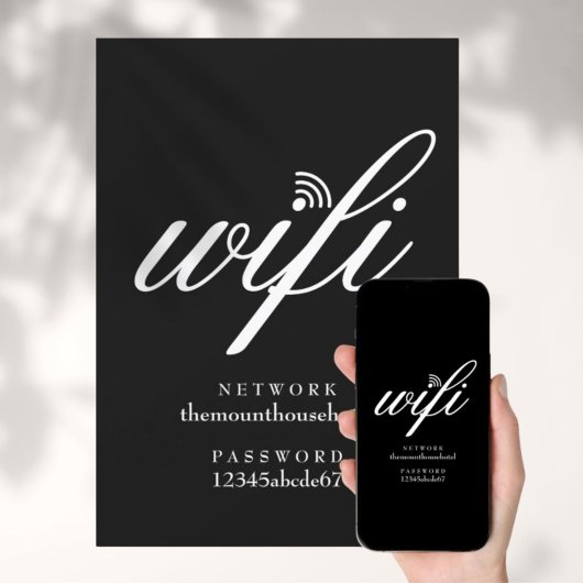 Wifiネットワークとパスワードサインカード 招待状