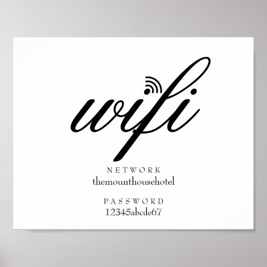 Wifiネットワークとパスワードサイン ポスター (正面)