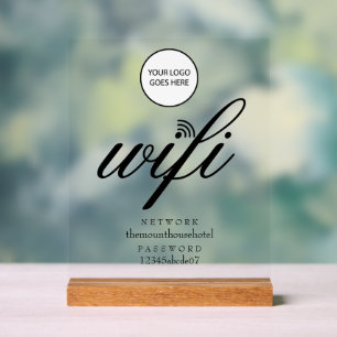 Wifiネットワークとパスワードロゴ アクリルサイン