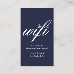 Wifiネットワークとパスワード ネイビーブルーゲストカード 名刺