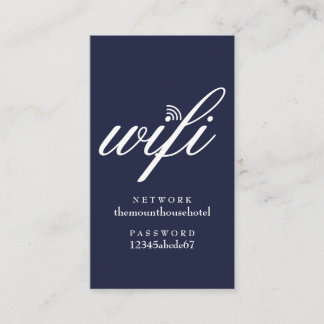 Wifiネットワークとパスワード ネイビーブルーゲストカード 名刺