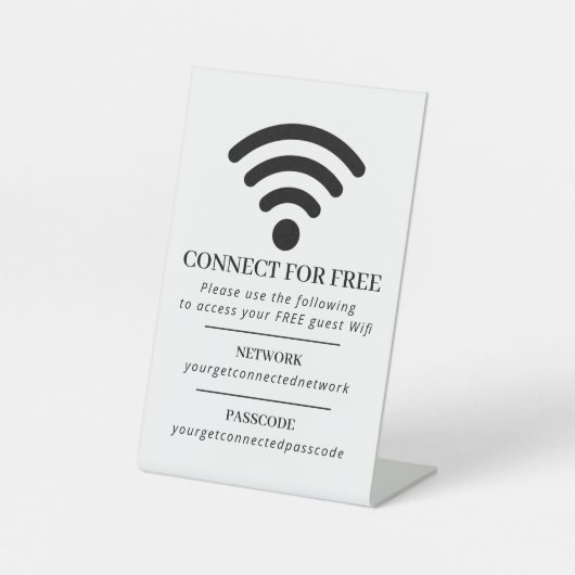 Wifiネットワークとパスワード ビジネス小売 台座サイン (正面)