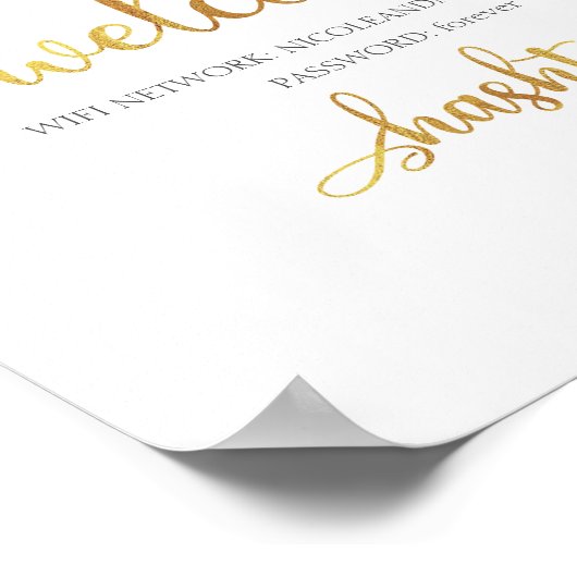 Wifiネットワークのハッシュタグ金ゴールド結婚の白書 ポスター (角)