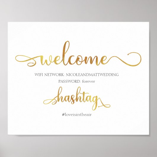 Wifiネットワークのハッシュタグ金ゴールド結婚の白書 ポスター (正面)
