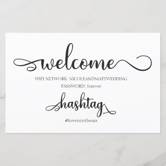 Wifiネットワークハッシュタグ白黒結婚の署名 (正面)