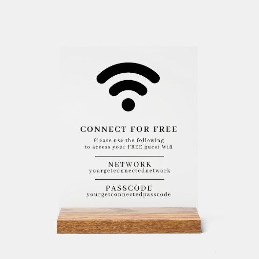 Wifiネットワークパスコードのゲストカスタム情報QRコード アクリルサイン (正面)