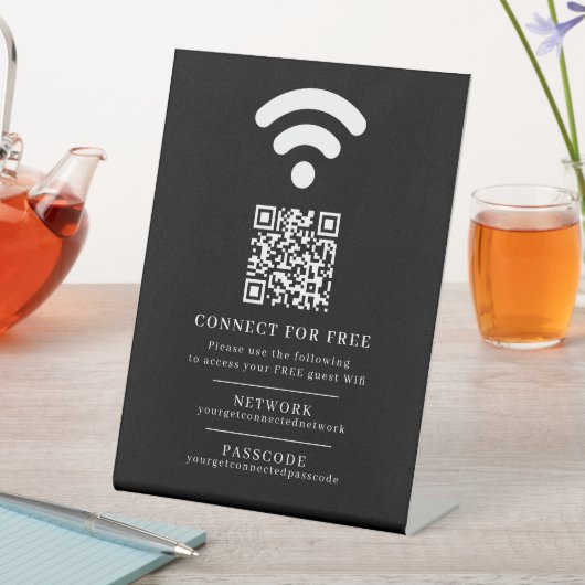 Wifiネットワークパスコードのゲストカスタム情報QRコード 台座サイン (インサイチュ)