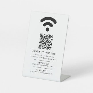 Wifiネットワークパスコードのゲストカスタム情報QRコード 台座サイン